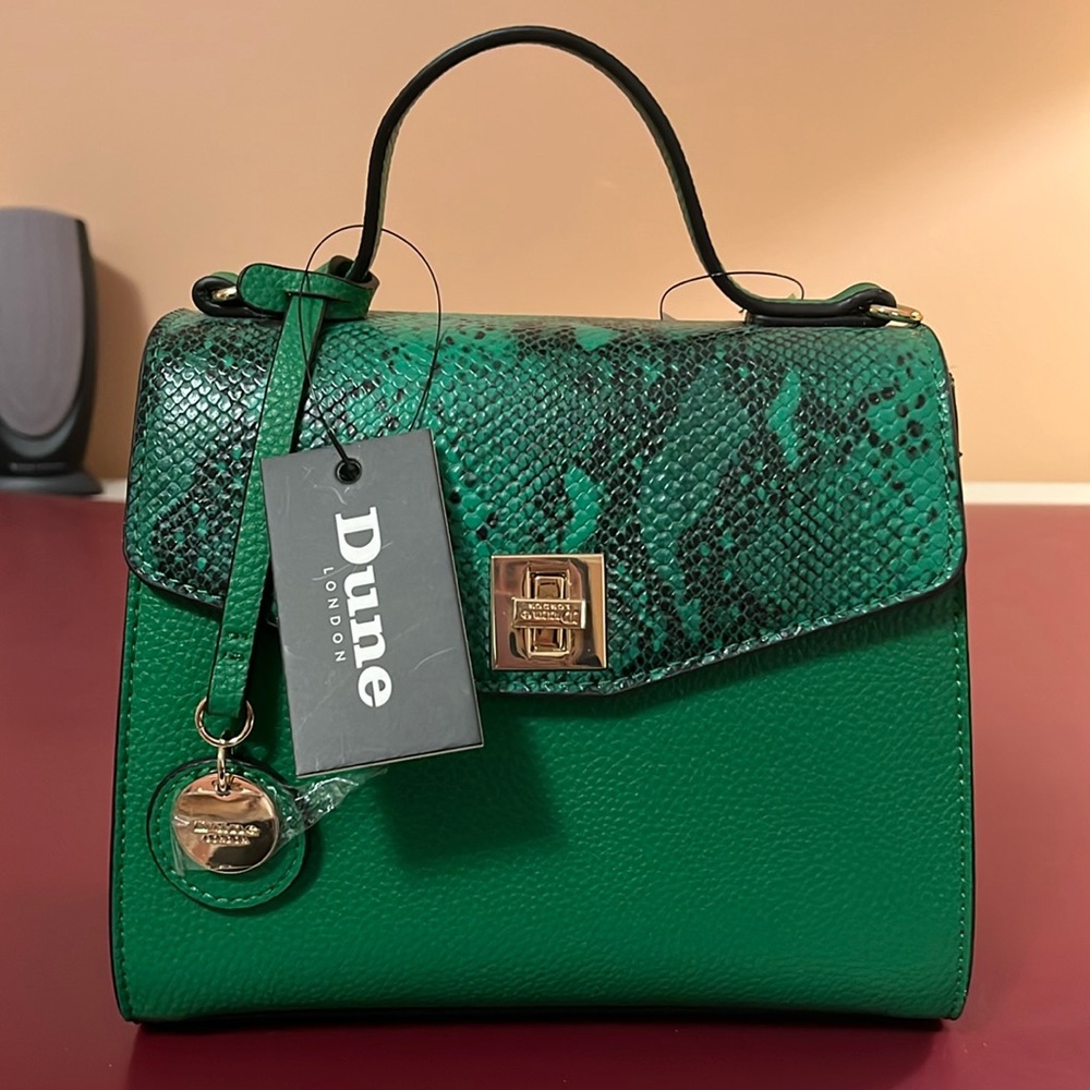 Dune London Green Hand Bag w/ Snake- Skin Pattern
